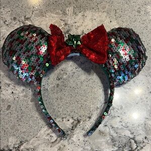 Disney Red and Green Sequin Mouse Ears Headband